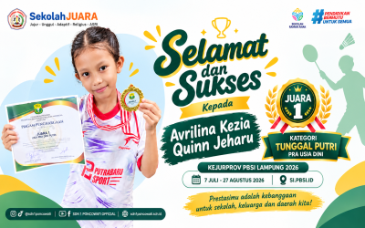 Siswa SDN 1 Poncowati Raih Juara 1 Kategori Tunggal Putri Pra Usia Dini pada Kejurprov PBSI Lampung 2026