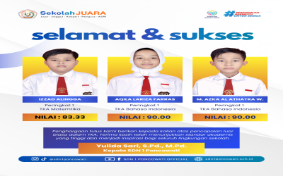 Membanggakan! Tiga Siswa Terbaik SDN 1 Poncowati Raih Peringkat 1 dalam Tes Kemampuan Akademik (TKA) Sekolah